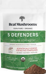Real Mushrooms 5 Defenders powder bottle front view