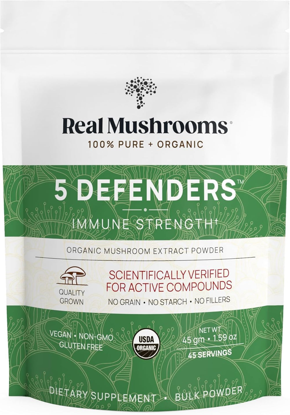 Real Mushrooms 5 Defenders bottle front view