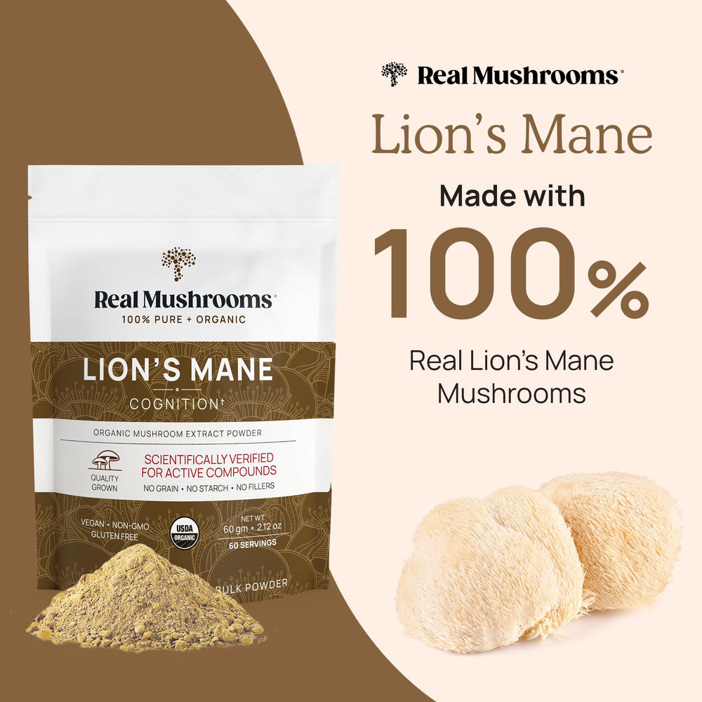 Lions Mane powder added to a glass of beverage
