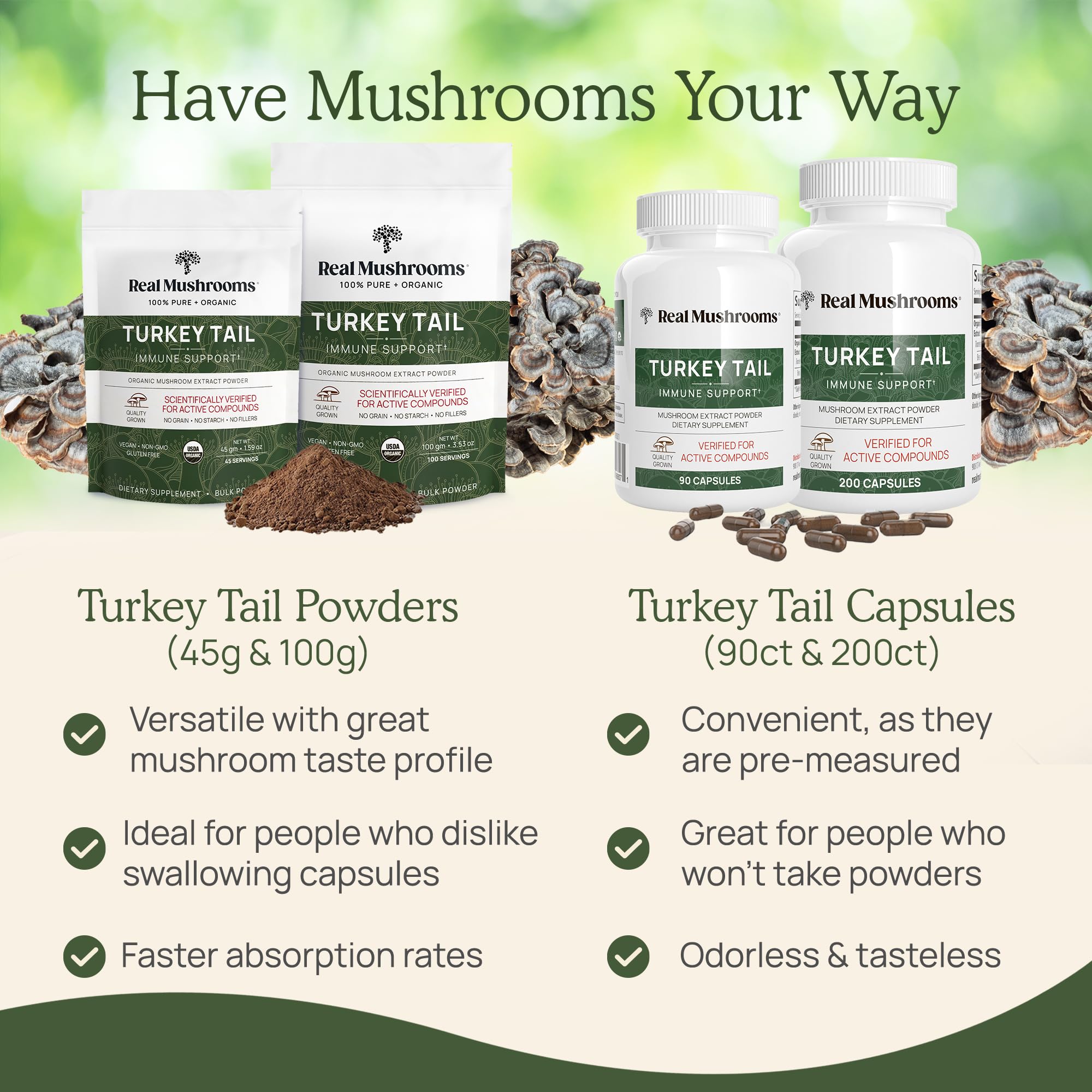 Real Mushrooms turkey tail powder added to tea for a simple routine