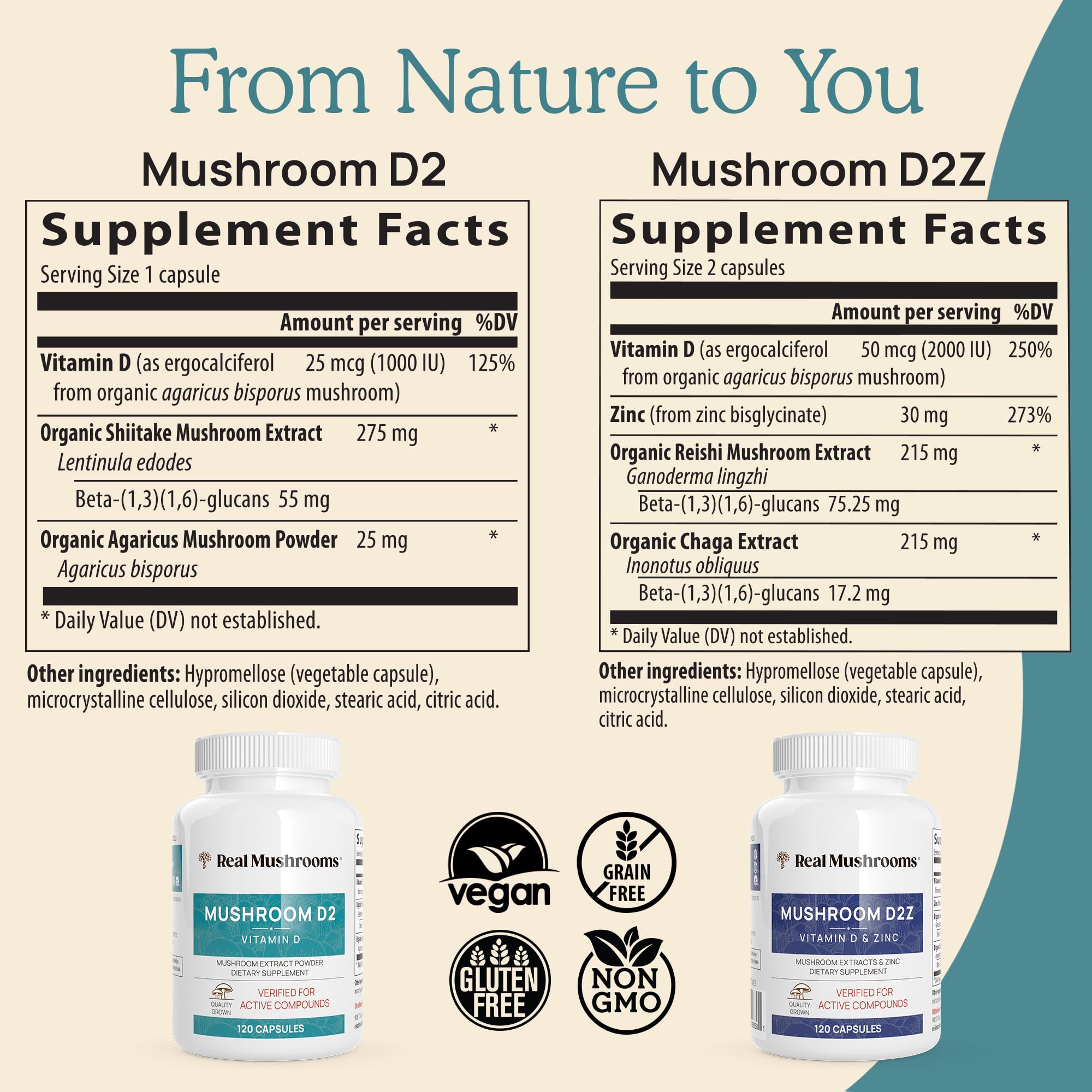 Organic shiitake and agaricus mushrooms used to make Vitamin D2