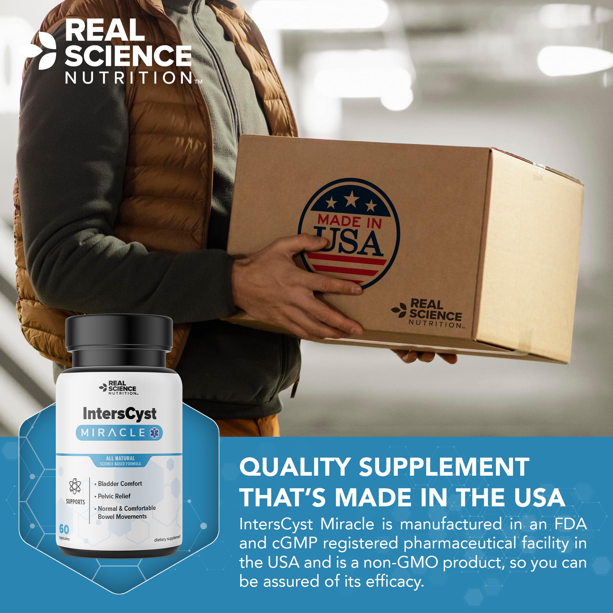 Facility badge for FDA/cGMP-certified manufacturing