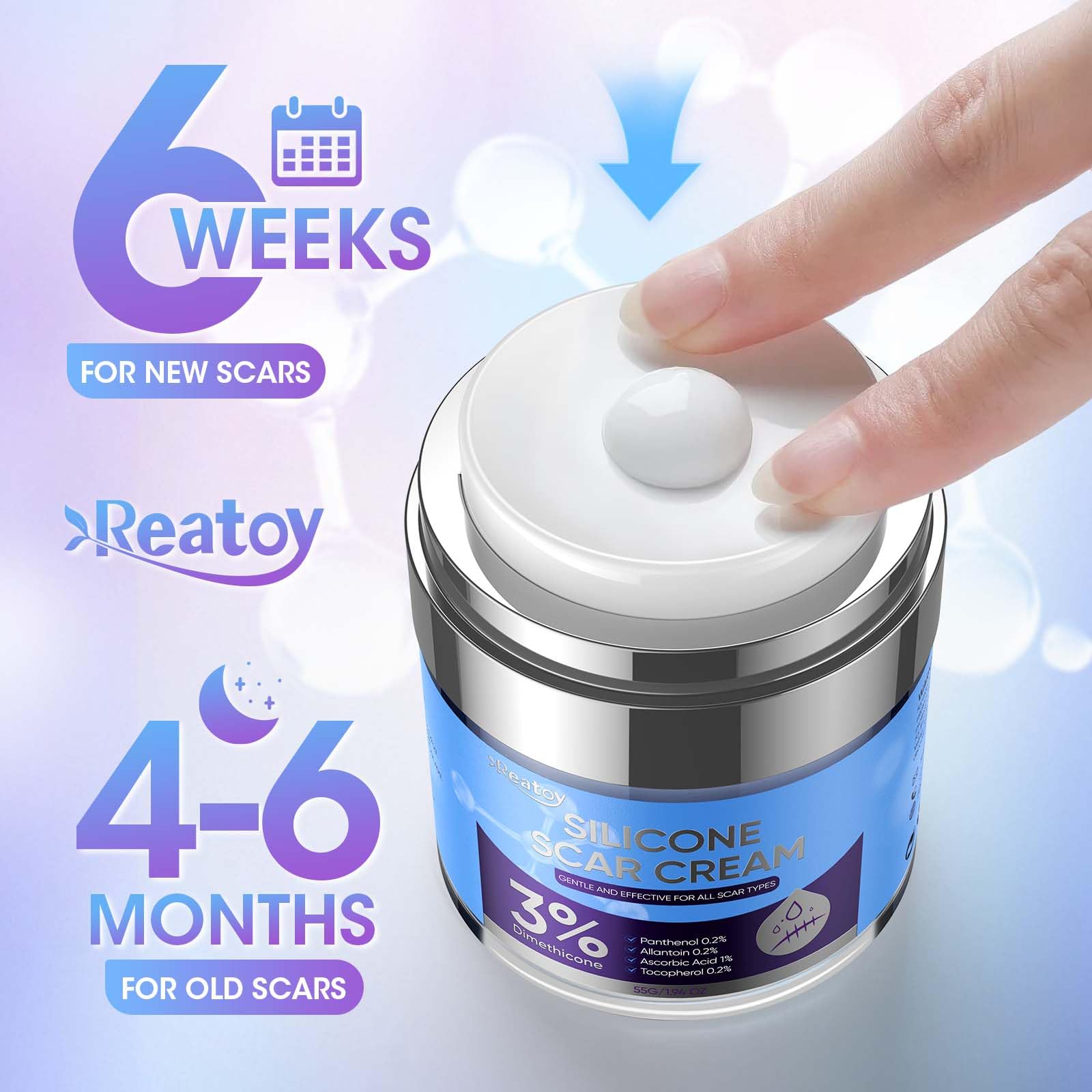 Reatoy scar cream used on new scar area for protection