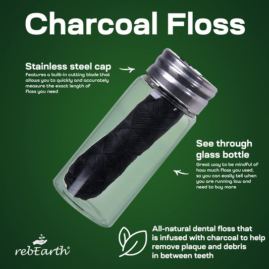 Silky smooth bamboo charcoal floss close-up - 30m length