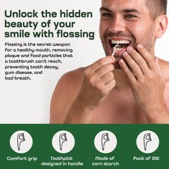 Tongue cleaner feature on the floss pick