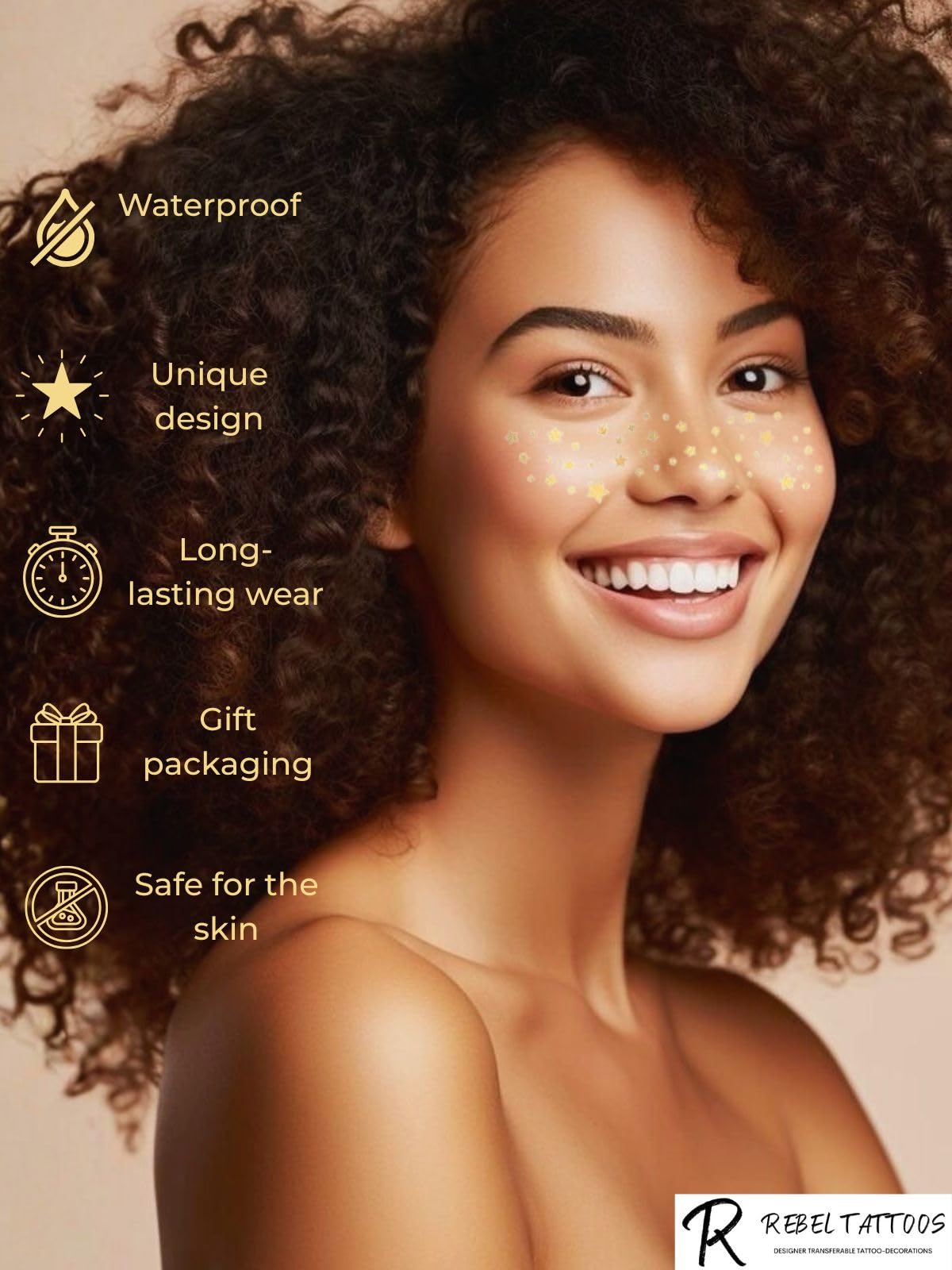 Festival look ideas using Rebel Tattoos freckles and stars on skin