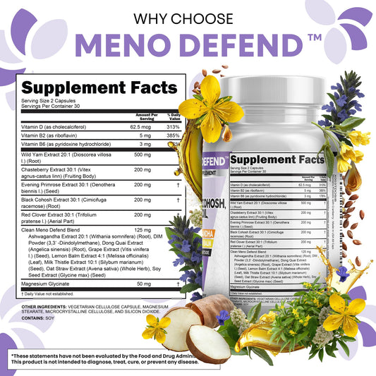 Capsules containing red clover and black cohosh for menopause support