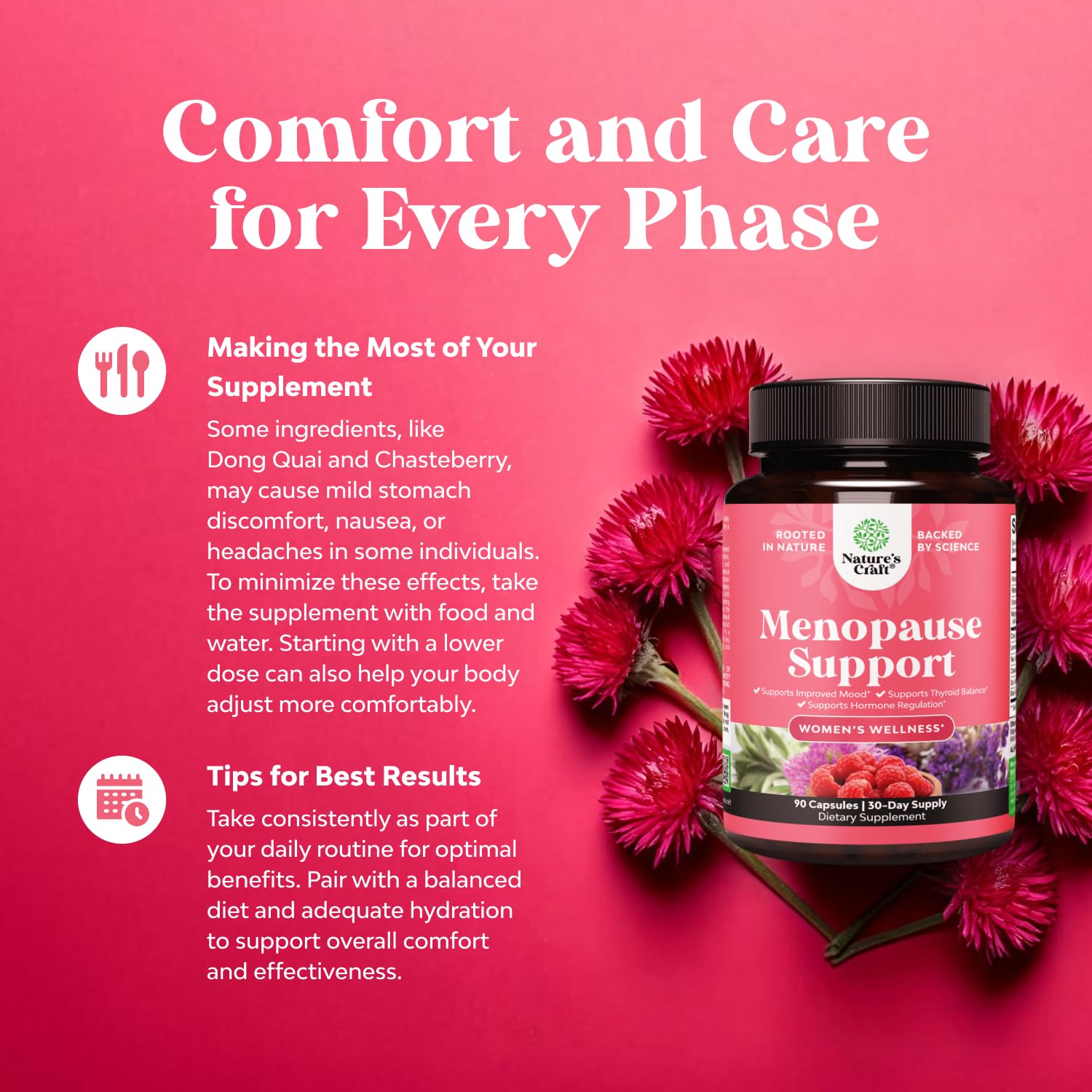 Red clover and herbs used in menopause support formula