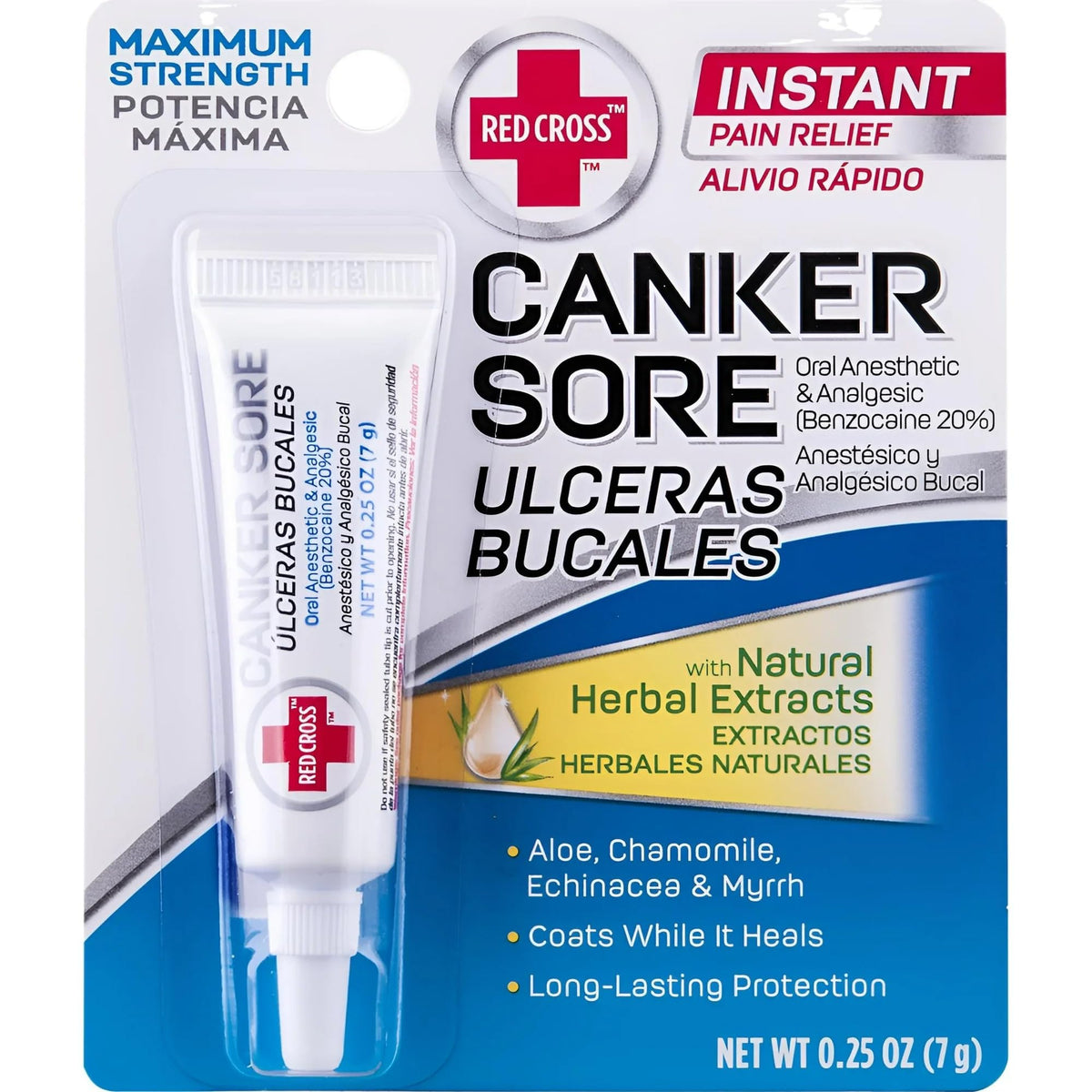 Front packaging of Red Cross Canker Sore Medication 0.25 oz