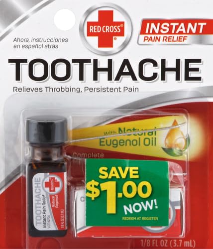 Back view of Red Cross Toothache Complete Medication Kit 0.12 oz, pack of 2