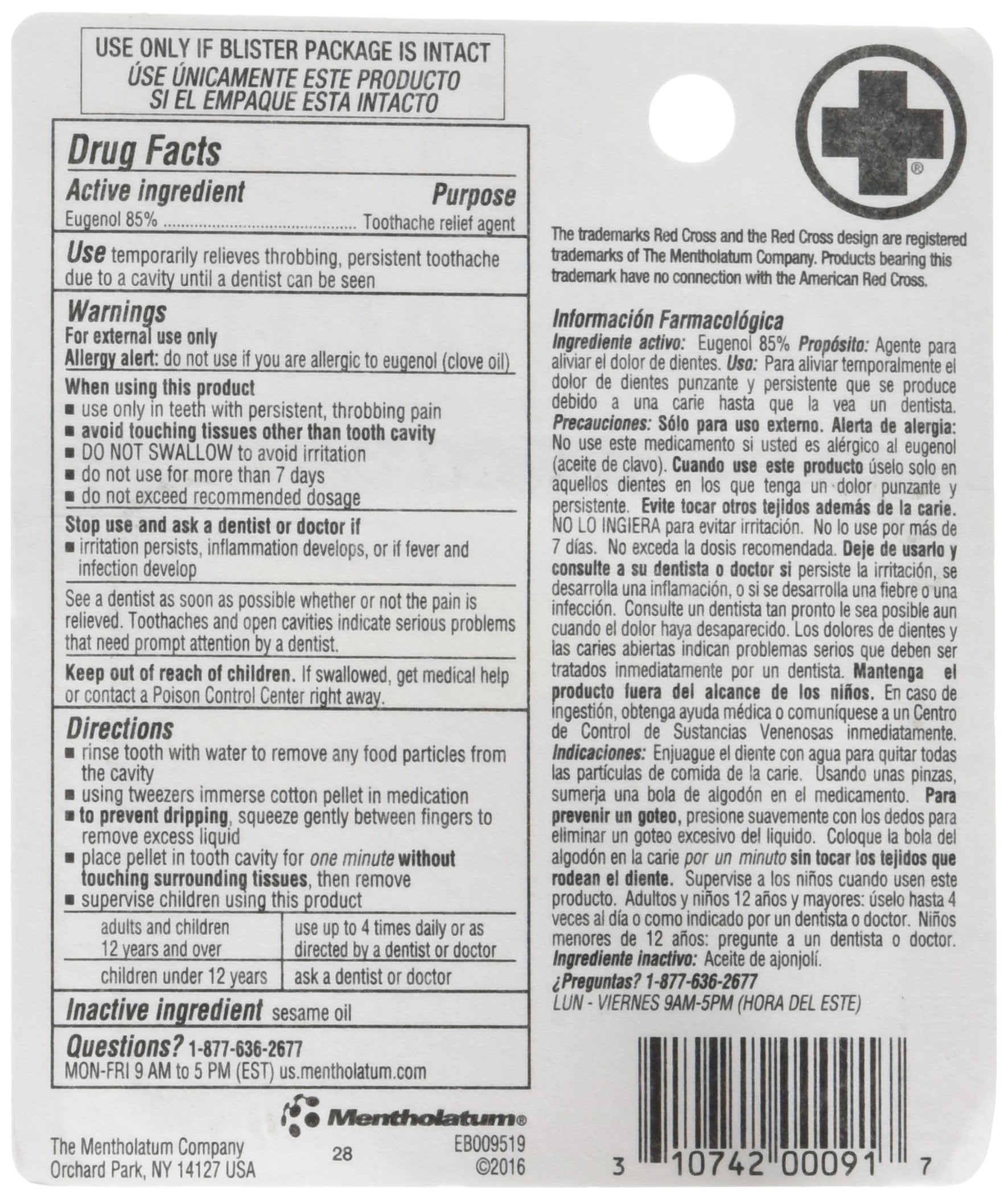 Product packaging for Red Cross Toothache Complete Medication Kit 0.12 oz, pack of 2