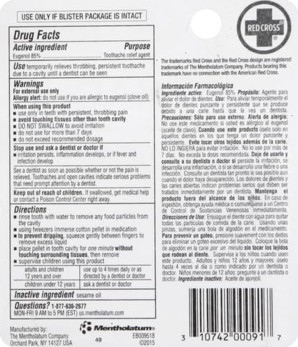 Side view of Red Cross Toothache Complete Medication Kit 0.12 oz, pack of 2