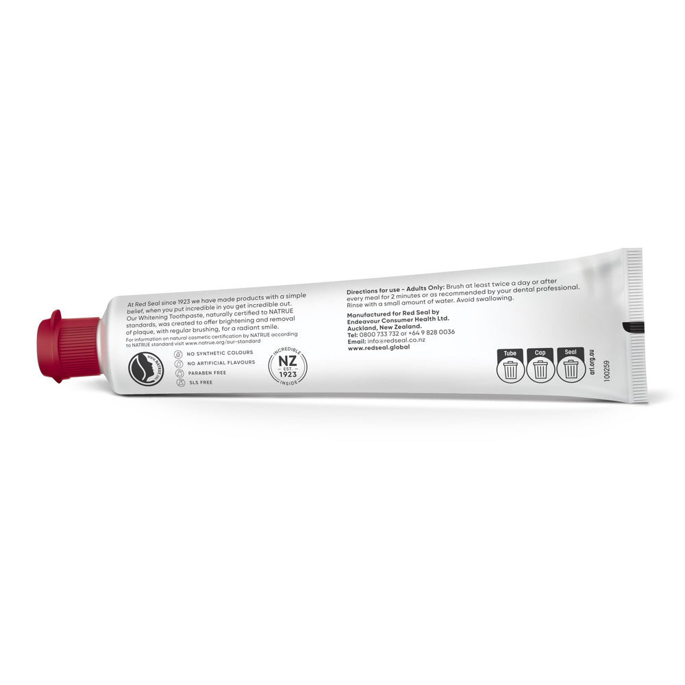 Bright smile after brushing with Red Seal Mint toothpaste