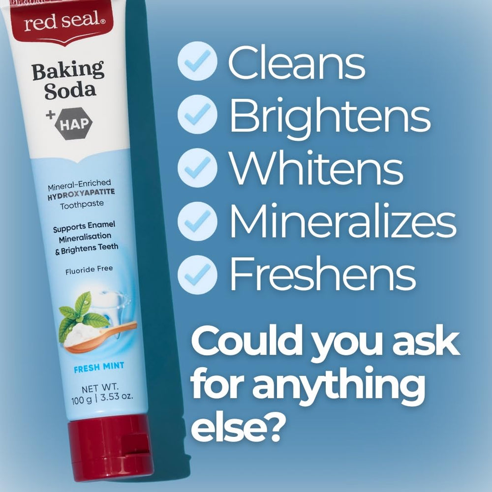 Front view of toothpaste label showing fluoride-free and vegan claims