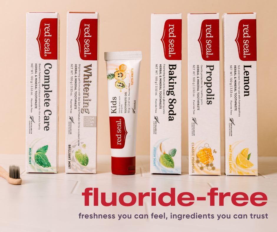 Back side of Red Seal Lemon Toothpaste tube