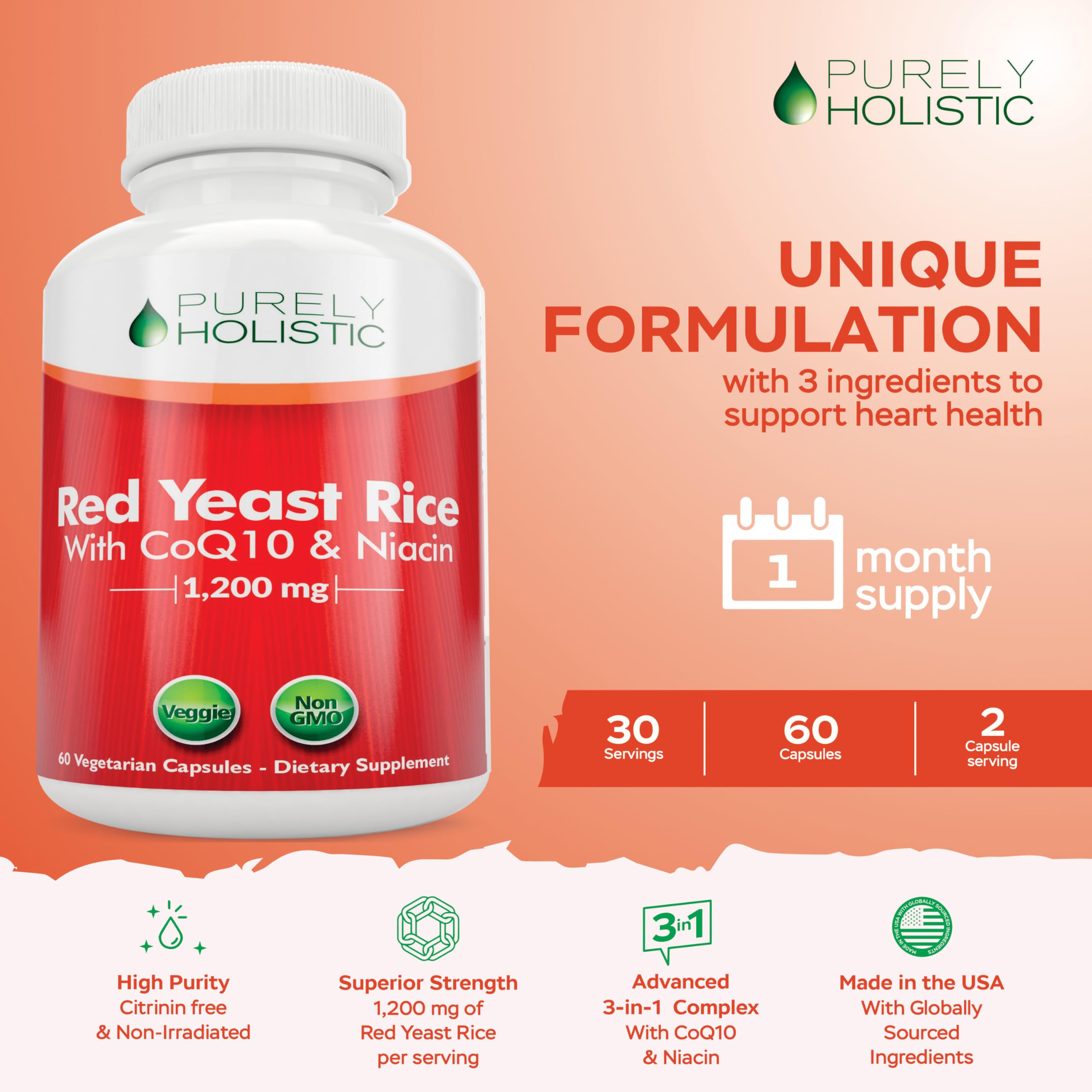 Red Yeast Rice supplement label showing citrinin-free formula