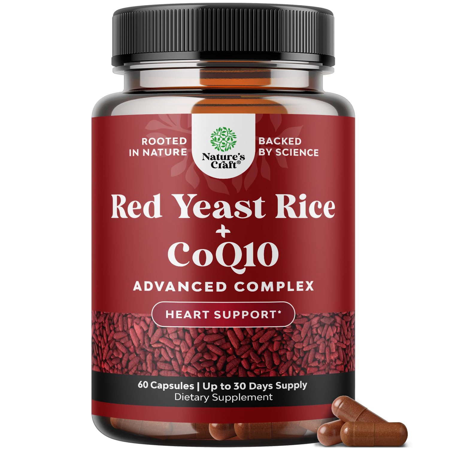 Red Yeast Rice with CoQ10 bottle - 60 capsules