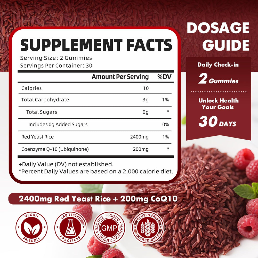 Packaging for 2-pack Red Yeast Rice with CoQ10 Gummies