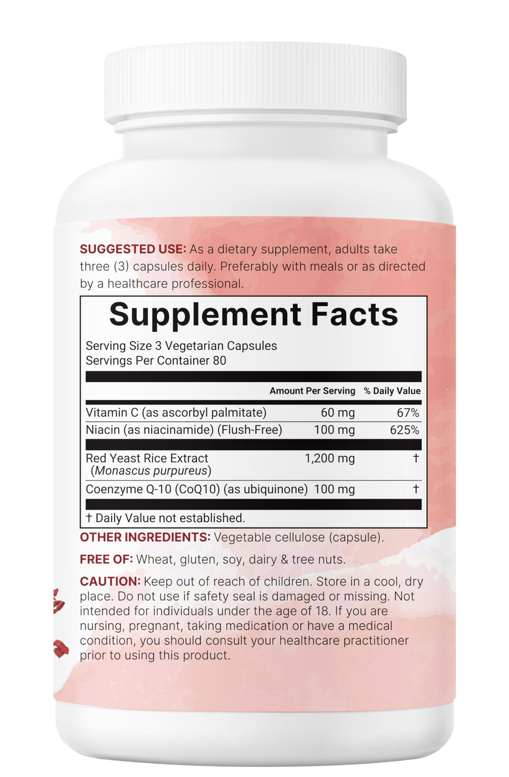 Bottle of 240 veggie capsules for 4-in-1 heart health formula
