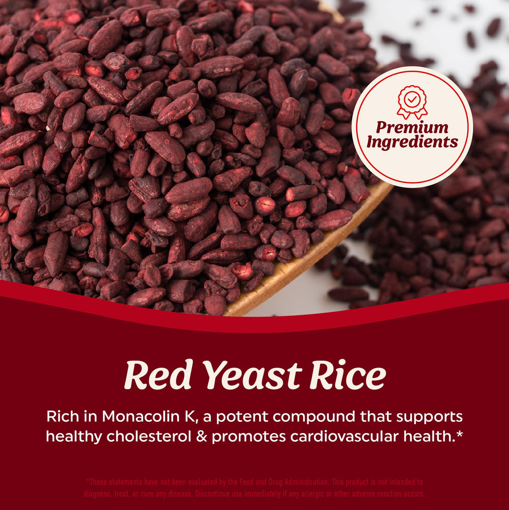 Box and bottle of Red Yeast Rice with CoQ10 and Omega-3 supplement