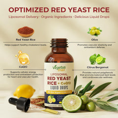 Close-up of the bottle label showing red yeast rice and CoQ10