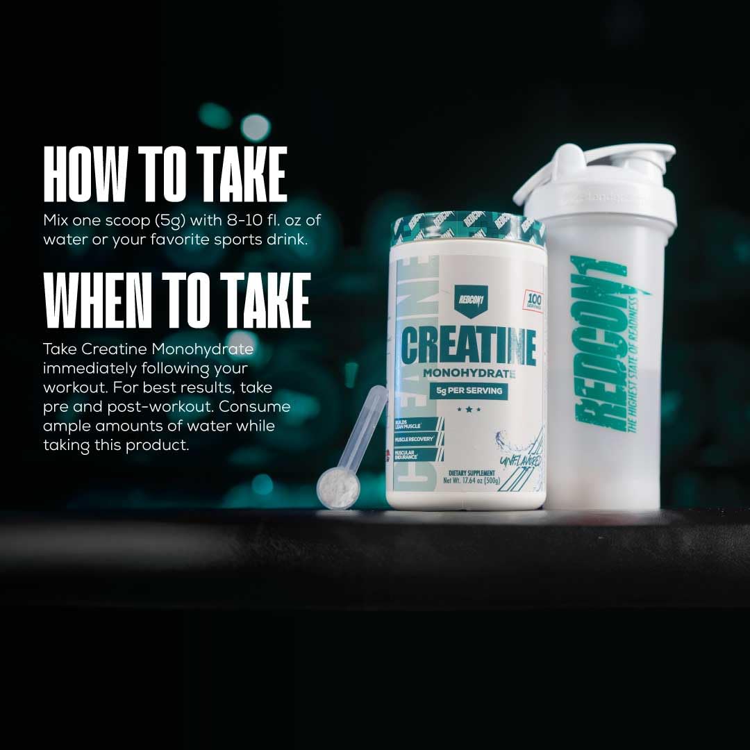 Nutrition label showing 5g creatine per serving