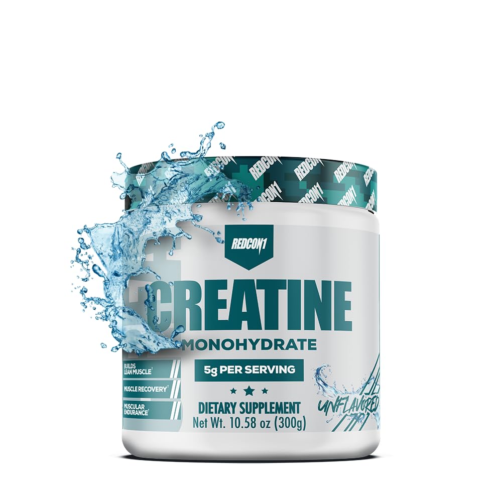 Front view of REDCON1 Creatine Monohydrate bottle with 60 servings