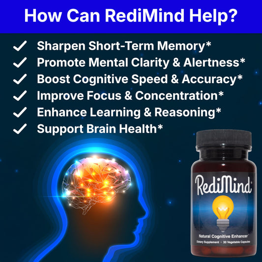RediMind bottle with label and inner packaging close-up