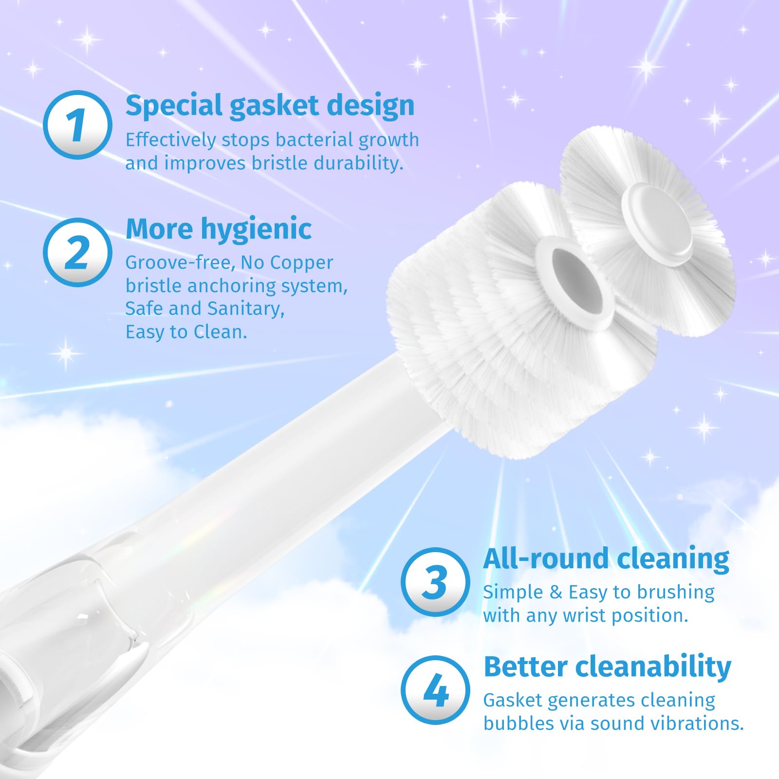 Toothbrush displaying 2-minute timer and 30-second quadrant reminders