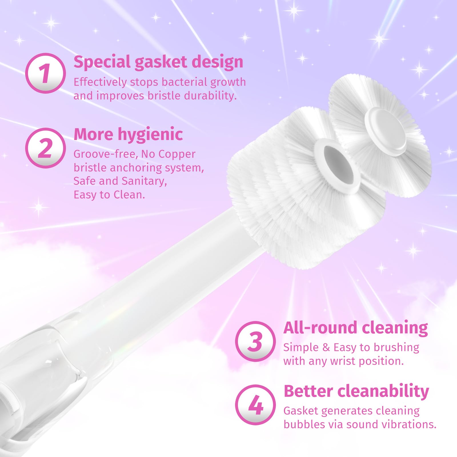 Close-up of soft bristles designed for delicate gums
