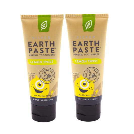 Front view of Redmond Earthpaste Lemon Twist 4 oz 2-pack