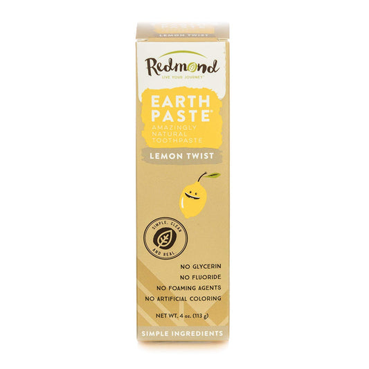 Redmond Earthpaste Lemon Twist 4 oz Toothpaste – 6 Pack, Natural Non-Fluoride