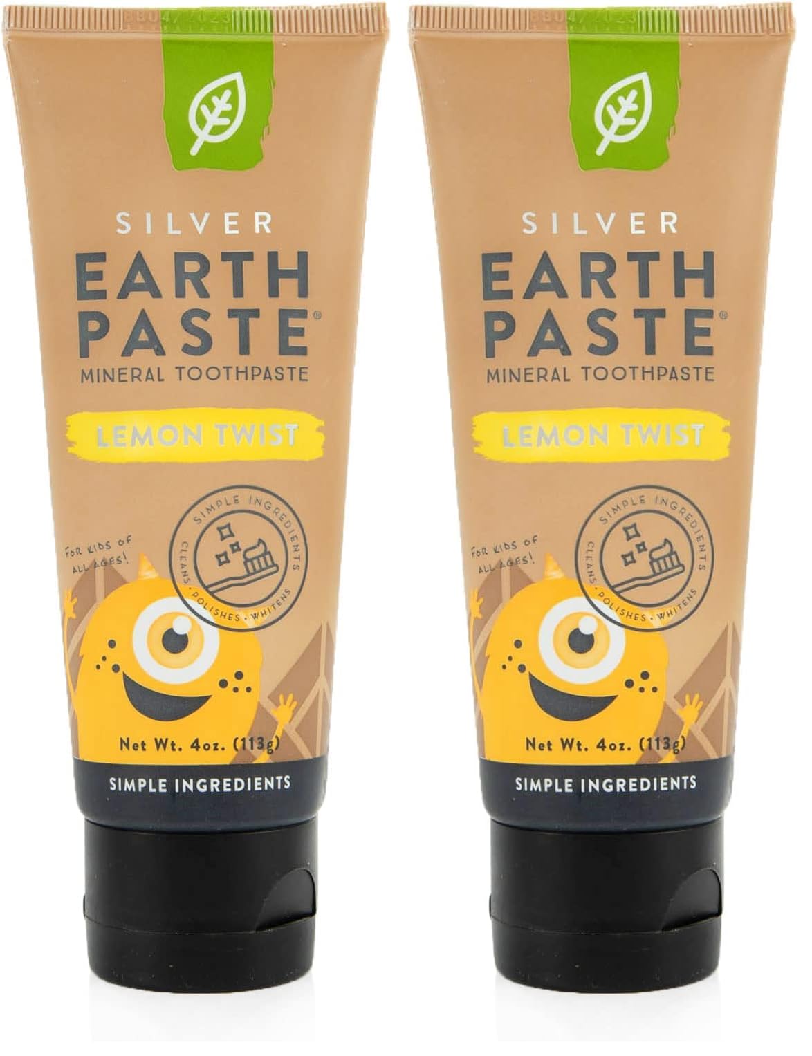 Front view of Redmond Earthpaste Lemon Twist Pack of 2