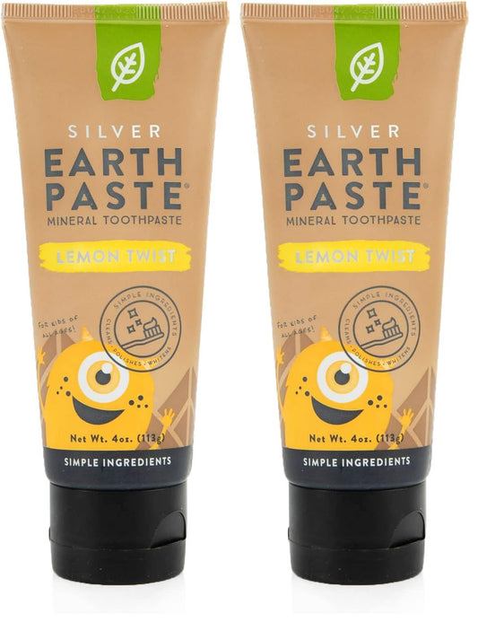 Front view of Redmond Earthpaste Lemon Twist Pack of 2