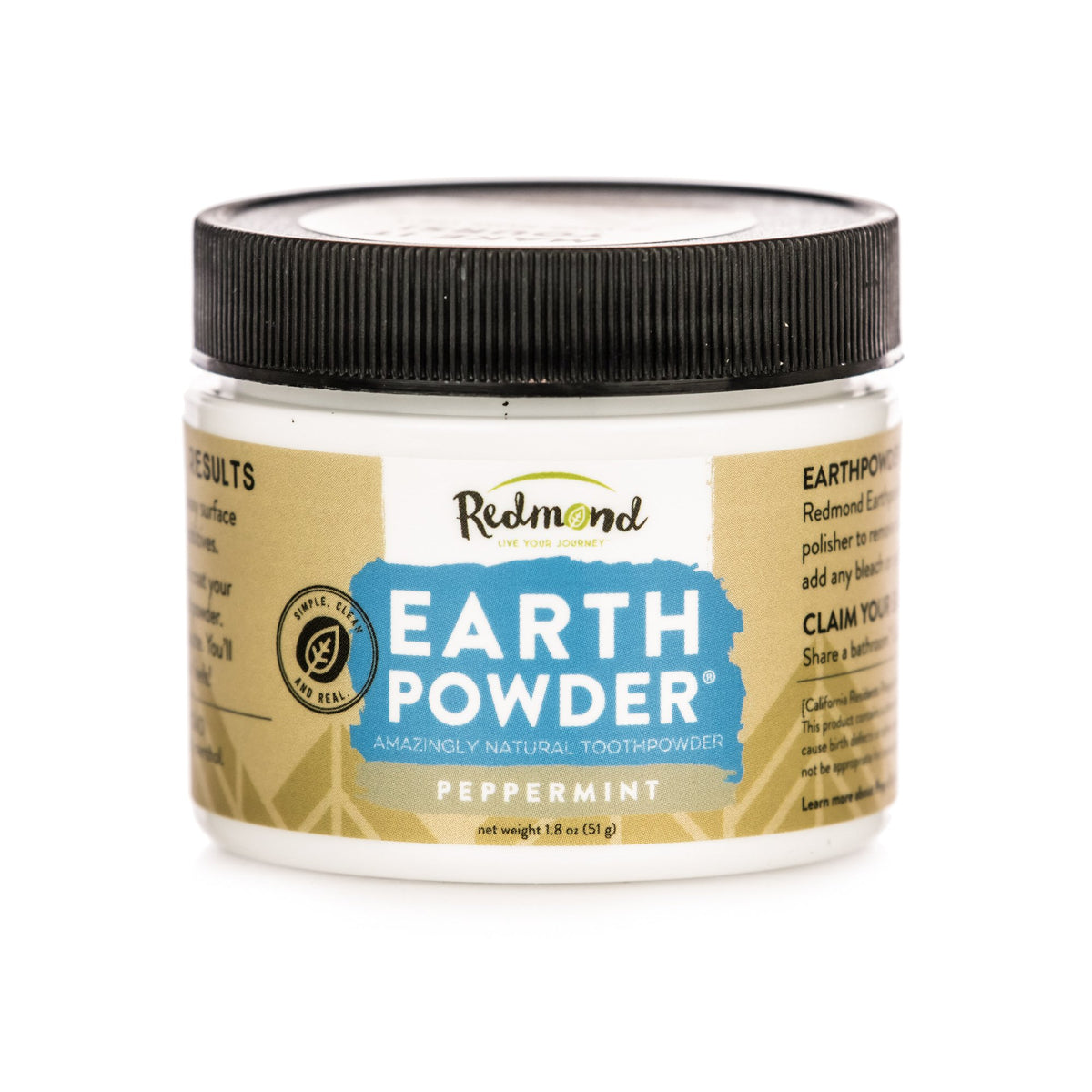 Redmond Earthpowder peppermint jar with label