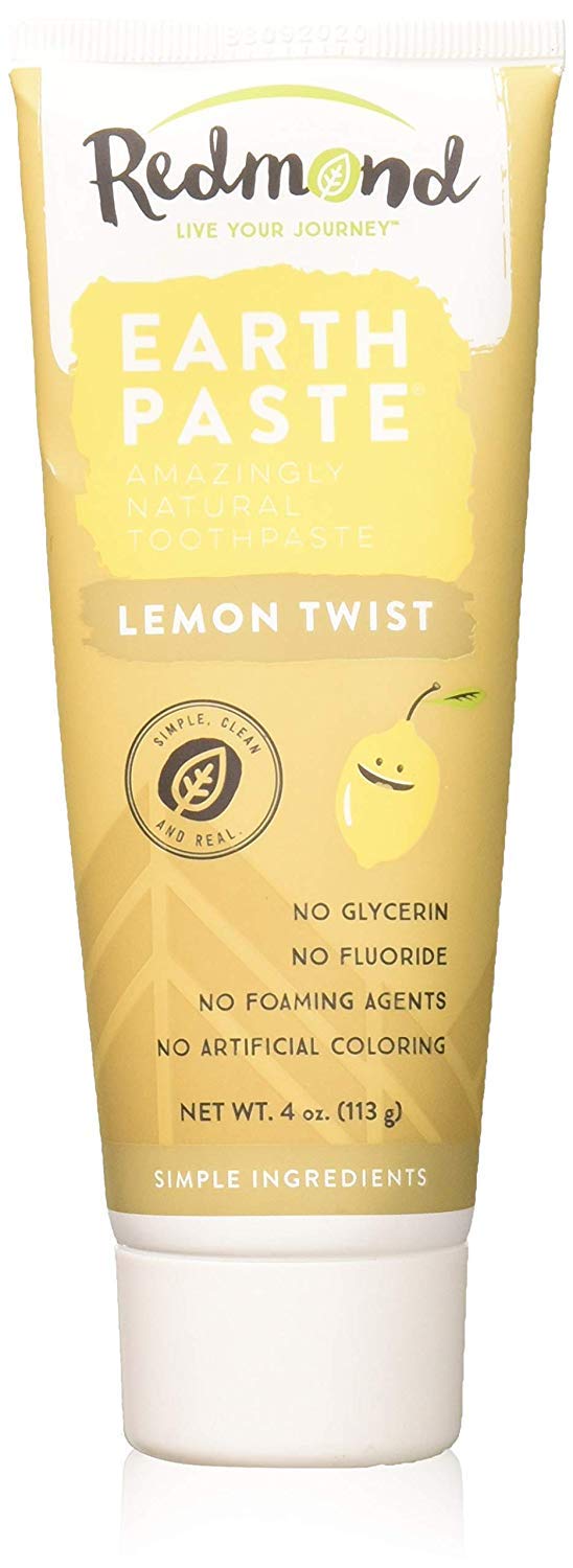 Redmond Real Salt Lemon Twist Earthpaste 4 oz toothpaste tube - front view