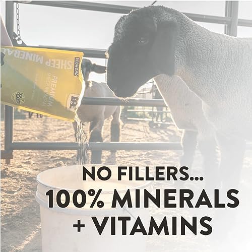 Close-up of Redmond Sheep Mineral Supplement label on bag