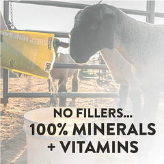Close-up of Redmond Sheep Mineral Supplement label on bag