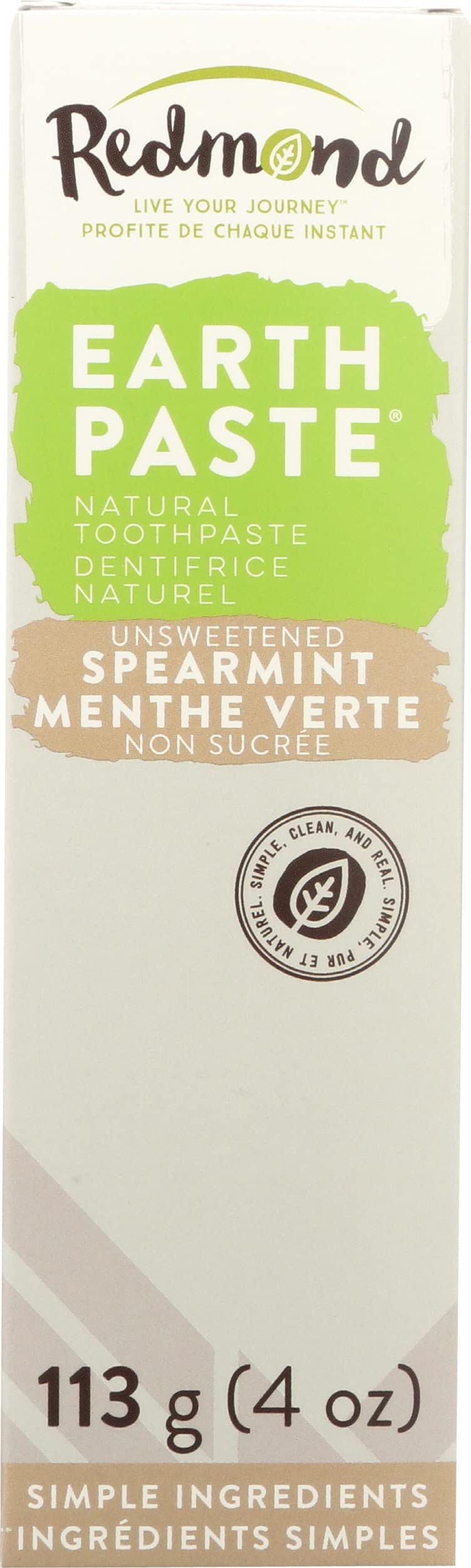 Redmond Earthpaste Spearmint Toothpaste with Bentonite Clay, 4 oz packaging – Non Fluoride, vegan, gluten-free