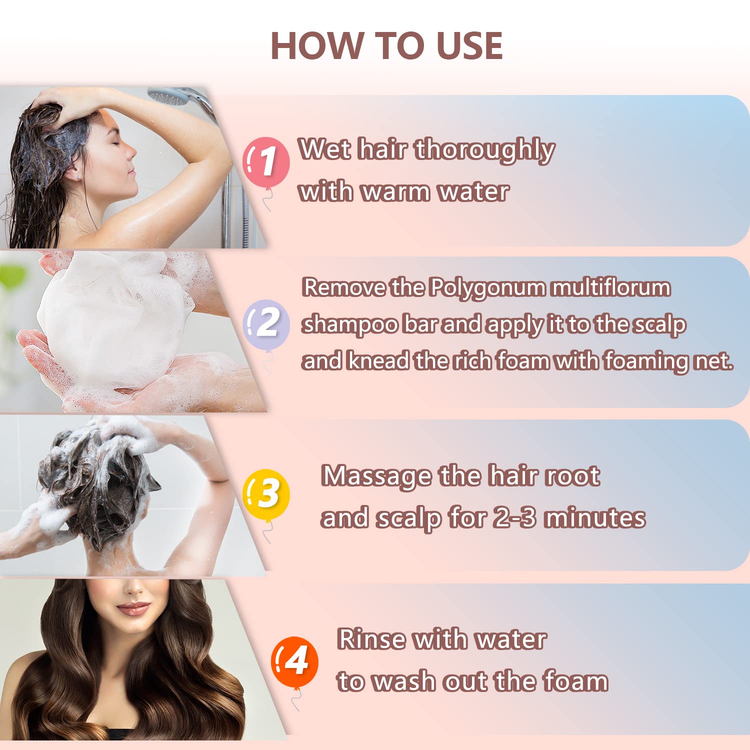 Rednow easy 2-3 min massage usage guidance with bar on scalp