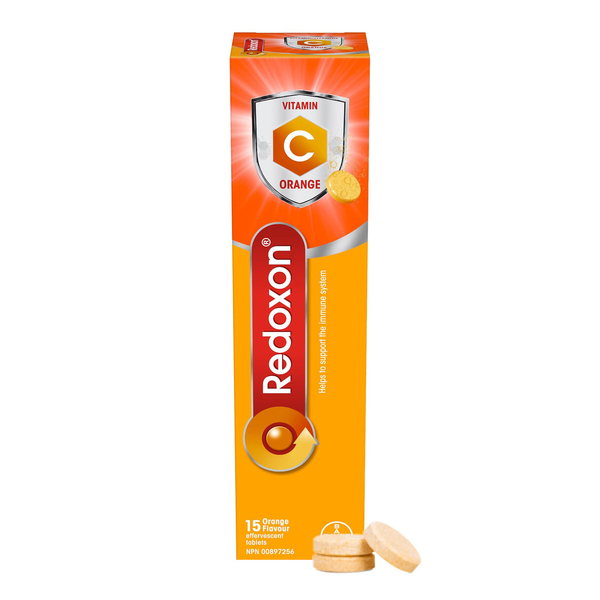 Redoxon Orange Vitamin C effervescent tablets bottle close-up