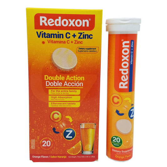 Redoxon Orange Vitamin C with Zinc 20-count effervescent tablets, six-pack packaging