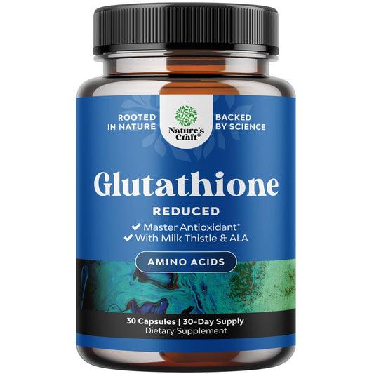 Bottle of Reduced Glutathione 500 mg with Milk Thistle and Alpha Lipoic Acid – 30 Count
