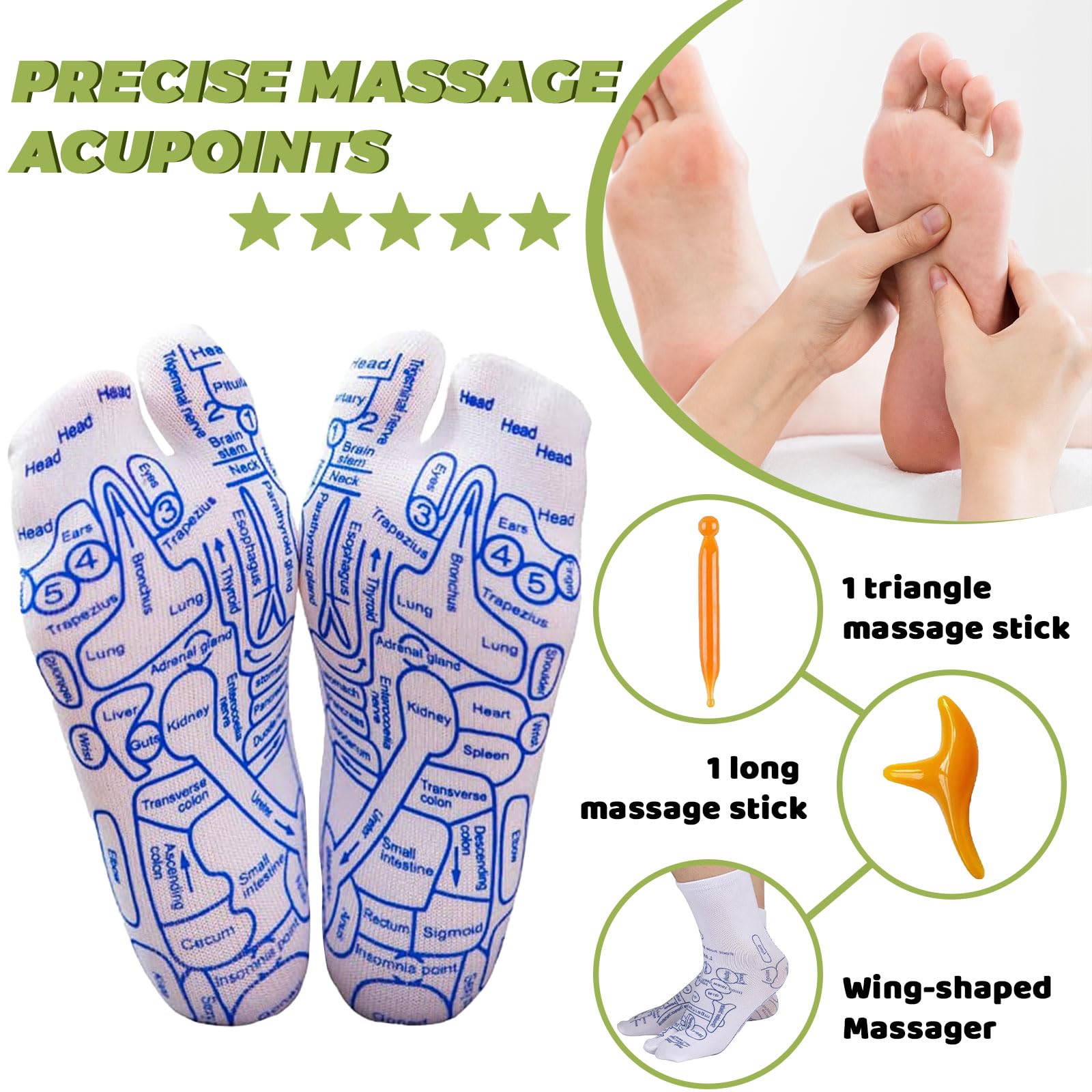Close-up of embedded massage tools in reflexology socks