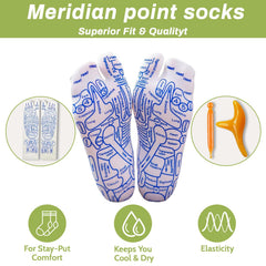 Foot reflexology socks highlighting trigger point zones
