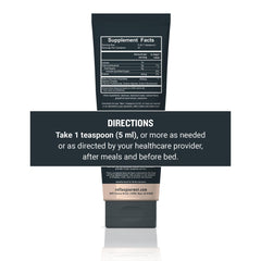 REFLUX GOURMET Vanilla Caramel Rescue teaspoon dosing demonstrates easy after‑meal use.