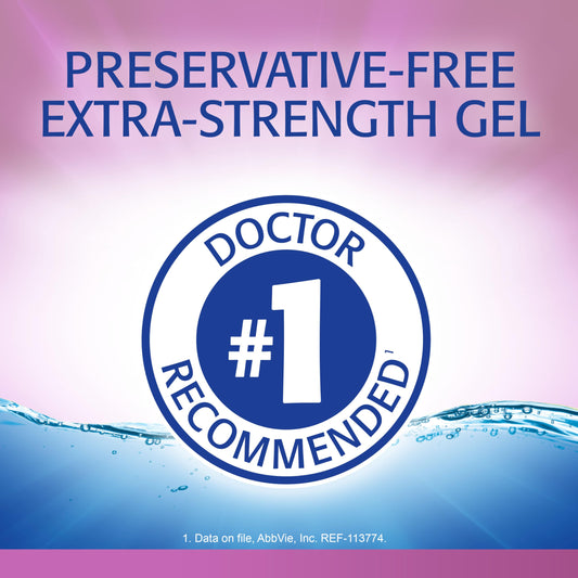 Refresh Celluvisc single-use container close-up shows sterile, on-the-go relief.