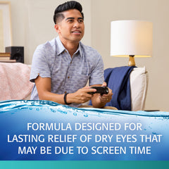 Refresh Digital Lubricant Eye Drops application shows easy use during work