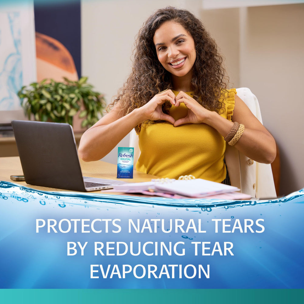 Refresh Digital Lubricant Eye Drops in use indicating hydration and comfort