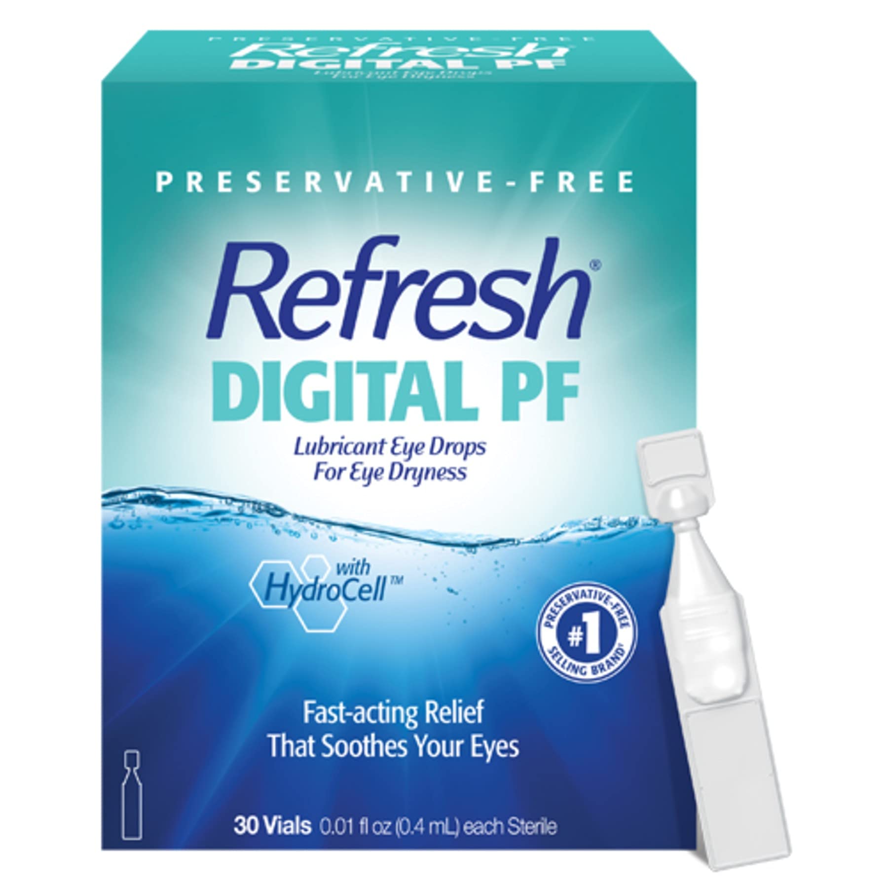 Refresh Digital PF eye drops bottle for quick soothing hydration during screen time